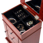Jewelry Cabinet Armoire Standing Jewelry Storage Chest with 3 Drawers & Mirror - Grand Goldman Shop