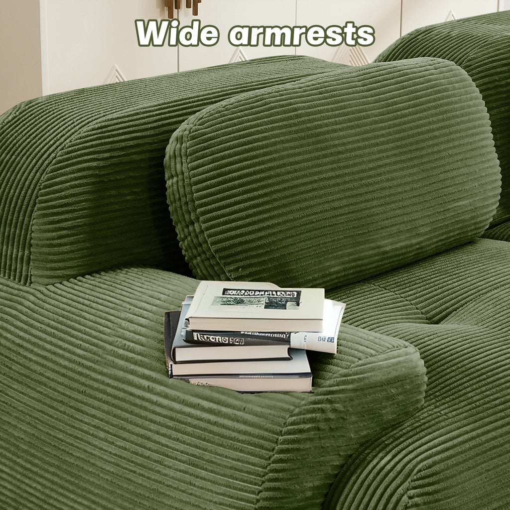 82'' loveseat sofa in luxuryCorduroy Fabric modular for free combo separation curved armrests ,anti-slip design high-resilience sponge fits living rooms bedrooms Audiovisual Room,Olive green - Grand Goldman Shop
