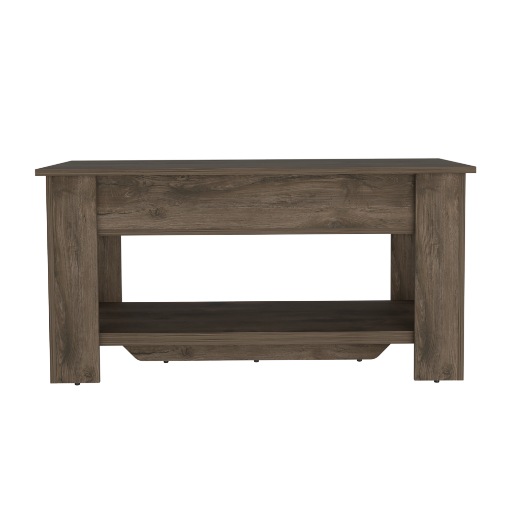 Austin Storage Table, One Extendable Table Shelf, Four Legs, Lower Shelf -Dark Brown - Grand Goldman Shop