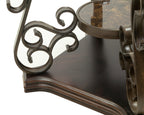 End table,  Glass table top, MDF W/marble paper middle shelf, powder coat finish metal legs. (26.3'Lx26.3'Wx24'H) - Grand Goldman Shop