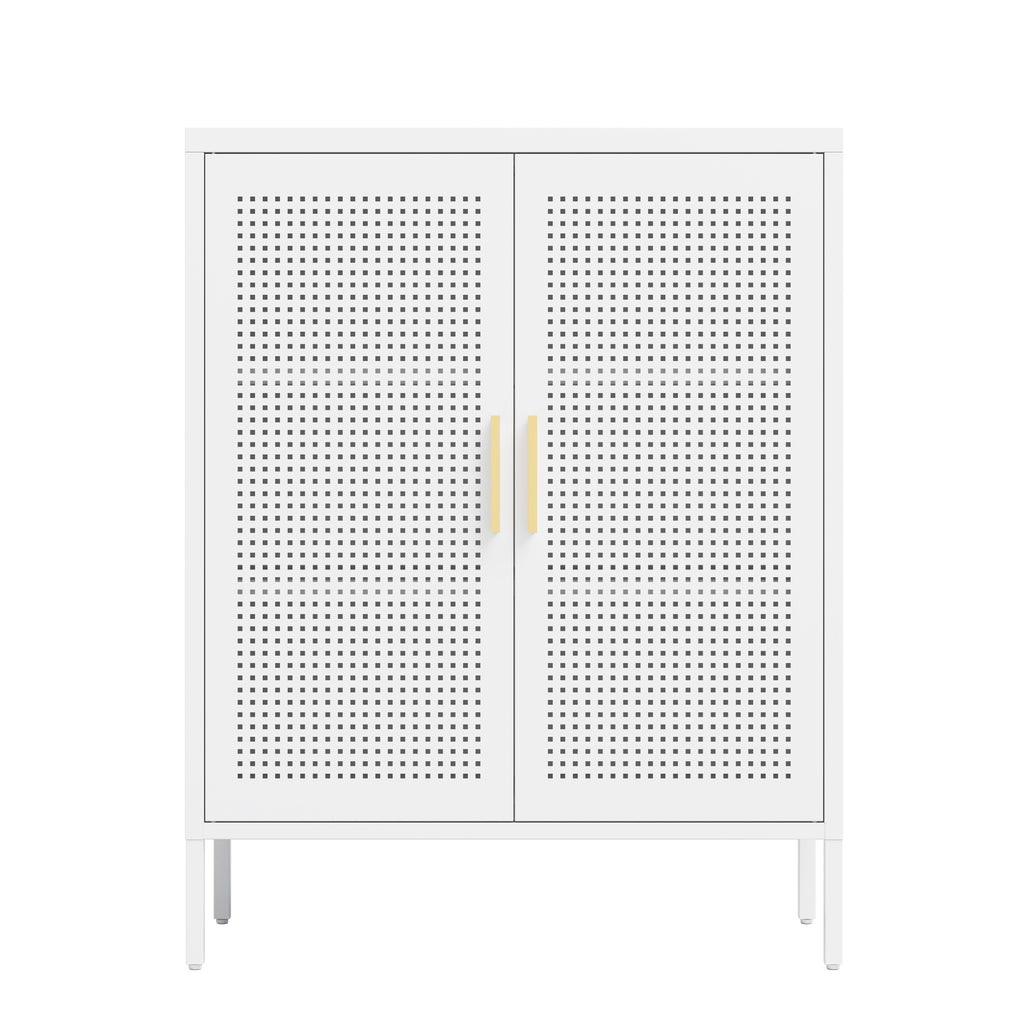 NO LOCK, Metal Storage Cabinet with 2 Doors and 2 Adjustable Shelves, Steel Storage Cabinet, Metal File Cabinet for Home Offi