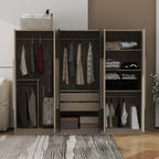 6-Doors Wooden Wardrobe Storage for Bedroom,with 2 Drawers Inside,Black+Nature - Grand Goldman Shop