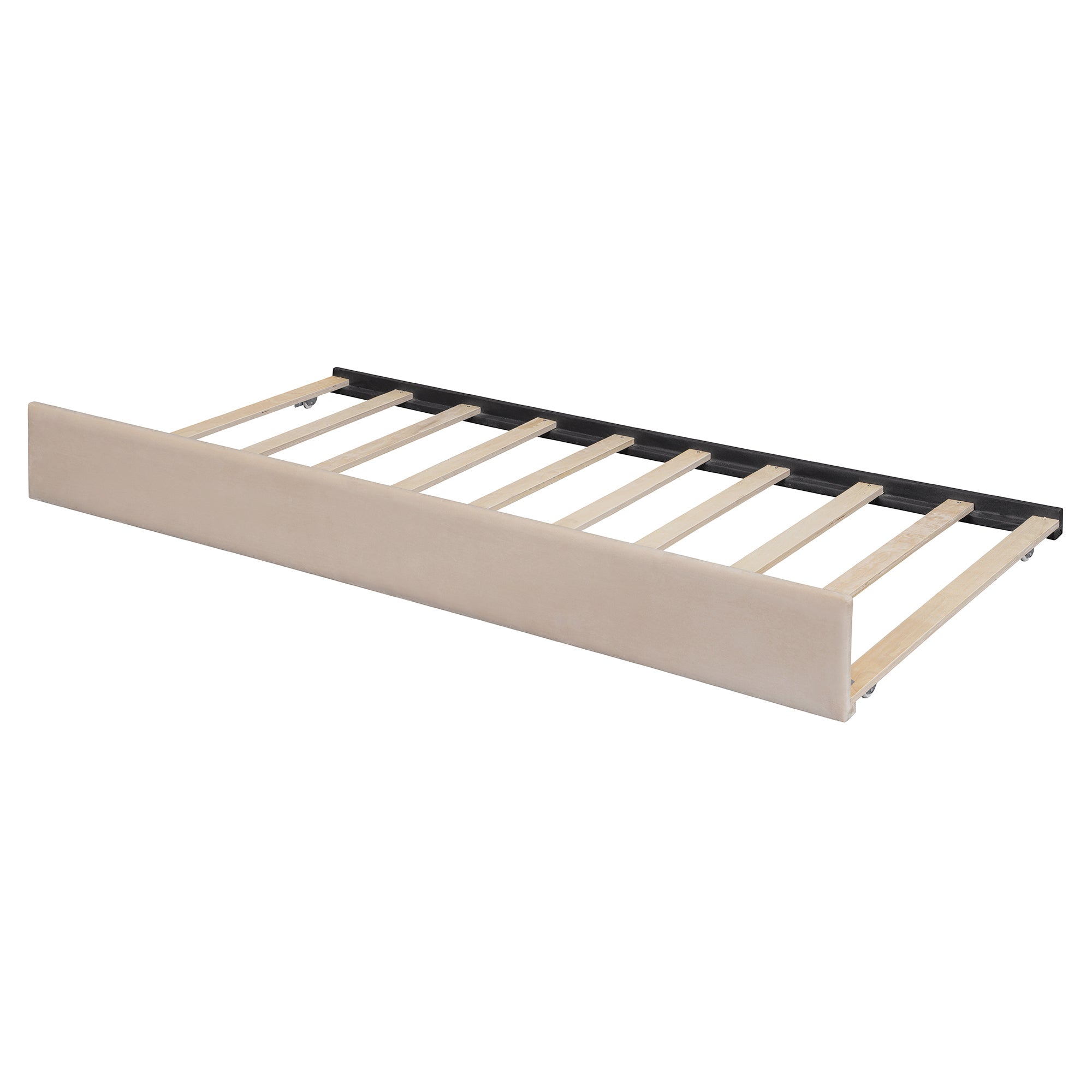 Full Size Upholstered daybed with Trundle and Wood Slat Support, Beige(Old SKU:LP000121AAA) - Grand Goldman Shop