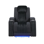 Duran Black 3PC Power Reclining Sofa-Loveseat and Recliner with Power Headrest, LED, USB and Bluetooth Speaker - Grand Goldman Shop