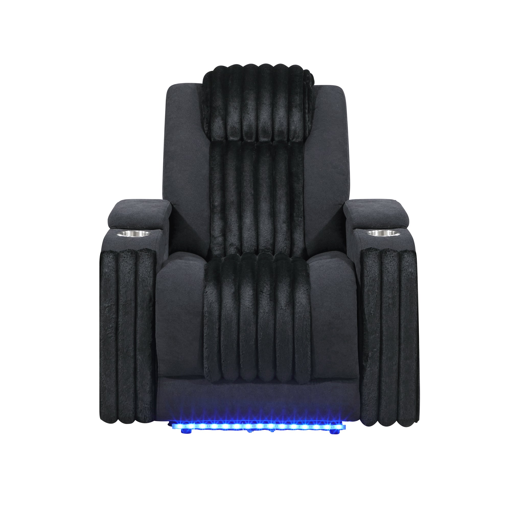Duran Black 3PC Power Reclining Sofa-Loveseat and Recliner with Power Headrest, LED, USB and Bluetooth Speaker - Grand Goldman Shop