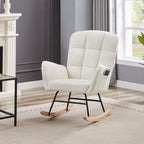 Cream White Teddy Rocking Armchair - Grand Goldman Shop