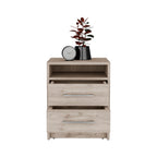 Eter Nightstand , End Table, Side Table Superior Top, Two Drawers -Light Gray - Grand Goldman Shop