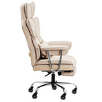Executive Office Chair with Footrest, 400 lbs Capacity With Heavy Duty PU Leather Wide Office Chair, Big and Tall Reclining O