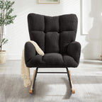 Glider Chair for Living Room Tufted Upholstered Teddy Fabric Rocking Chair with Metal Frame Accent Chair Dark Gray - Grand Goldman Shop