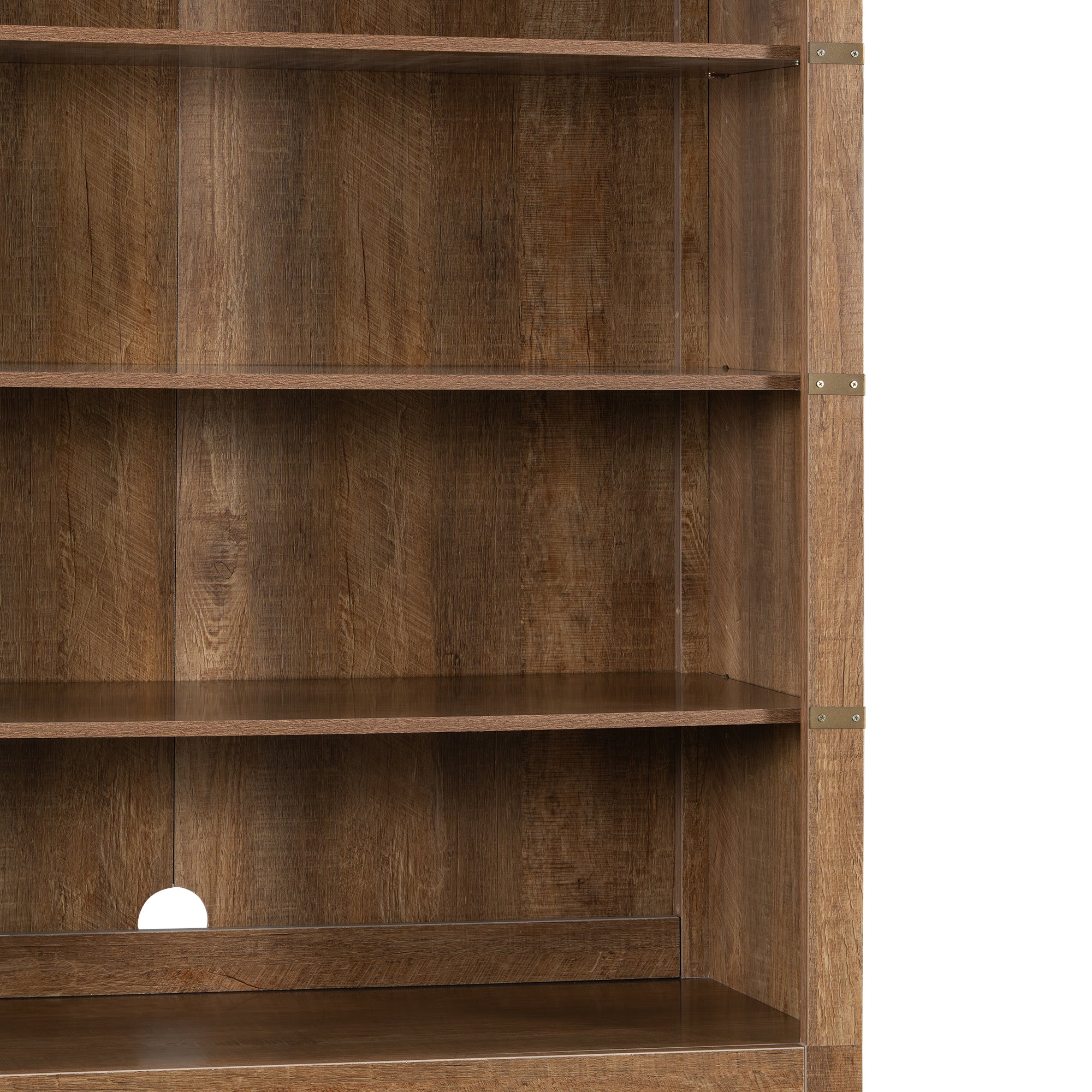 83.4'Tall Modern Bookshelf with Doors, Farmhouse Bookcase with 3-Tier Adjustable Shelves, Display Shelves with LED Light,Larg