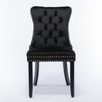 Nikki Collection Modern, High-end Tufted Solid Wood Contemporary Velvet Upholstered Dining Chair with Wood Legs Nailhead Trim 2-Pcs Set, Black, SW2001BK - Grand Goldman Shop