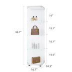 Glass Display Cabinet 4 Shelves with Door, Floor Standing Curio Bookshelf for Living Room Bedroom Office, 64.7'*16.7'*14.3' 
