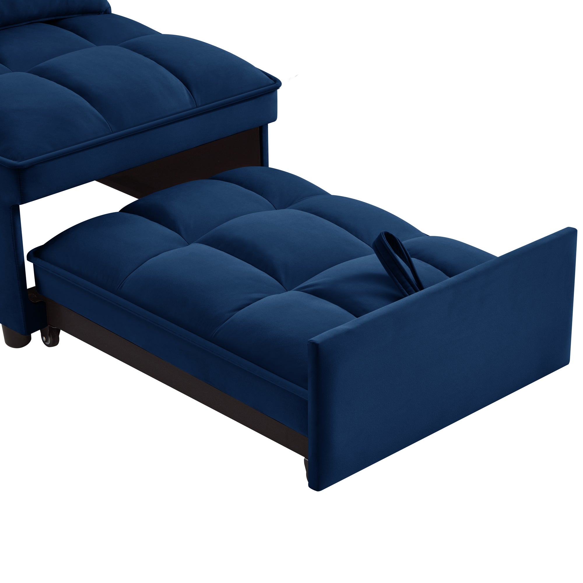 4 in1 Multi-Function Single Sofa Bed with Storage Pockets,Tufted Single Pull-out Sofa Bed with Adjustable Backrest and Pillows ,Convertible  Chaise Lounge, Navy - Grand Goldman Shop