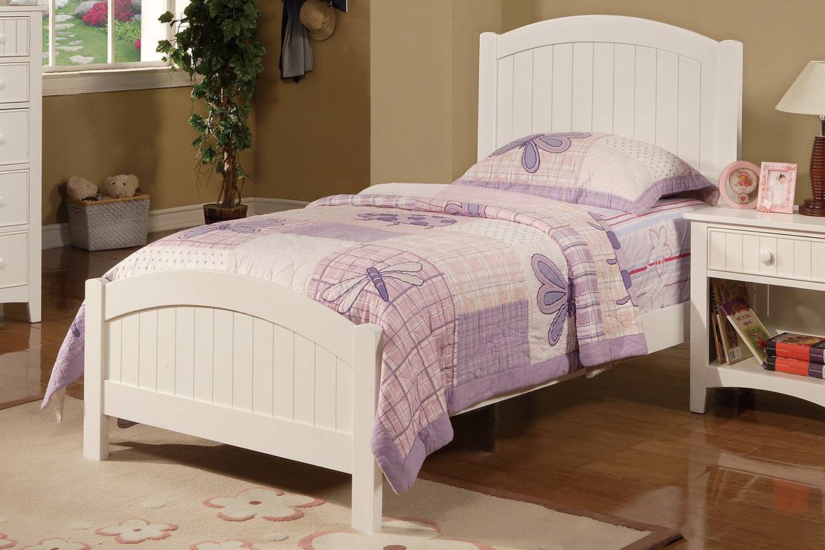 White Color Twin Size Bed Nightstand And Chest 3pc Set Bedroom Furniture Wooden Transitional Style Headboard - Grand Goldman Shop