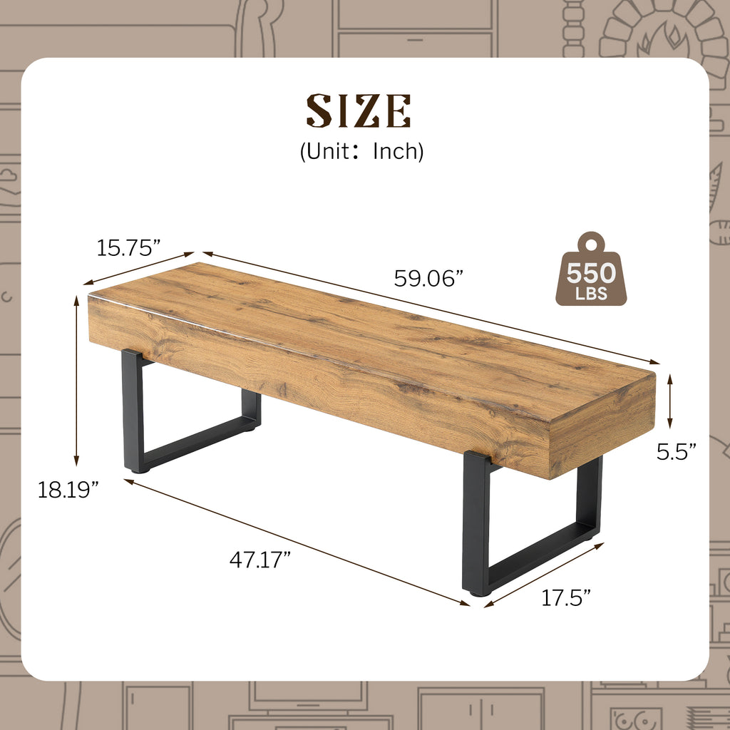 59' Wood Bench for Bedroom End of Bed, Farmhouse Indoor Kitchen Table Benches,Versatile Modern Shoe Bench for Entryway, Natural - Grand Goldman Shop