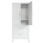 71' Tall Metal Wardrobe Cabinet with 2 Drawers and Hanging Rod, 2 Doors Wardrobe Closet with Shelf for Bedroom, Office, Laundry Room,Entryway ,Foyer,Guesthouse (White) - Grand Goldman Shop