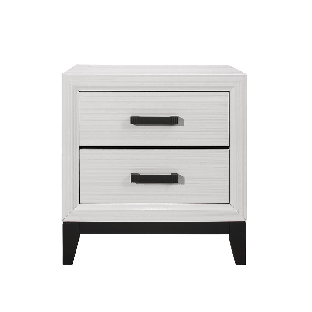 MIRAGE White 5PC King Bedroom Set with Rubber Wood and Slats - Grand Goldman Shop