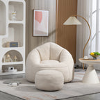 Bedding Bean Bag Sofa Chair with High-Pressure Foam and Footrest, Beige Microfiber - Grand Goldman Shop