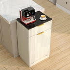 10-Gallon Woodgrain Tilt-Out Trash Can Cabinet Wooden Garbage Recycling Cabinet with Wave-Textured Hideaway Drawer&Pull-Out Bin-Multipurpose Kitchen/Bath Organizer in Antique White Finish - Grand Goldman Shop