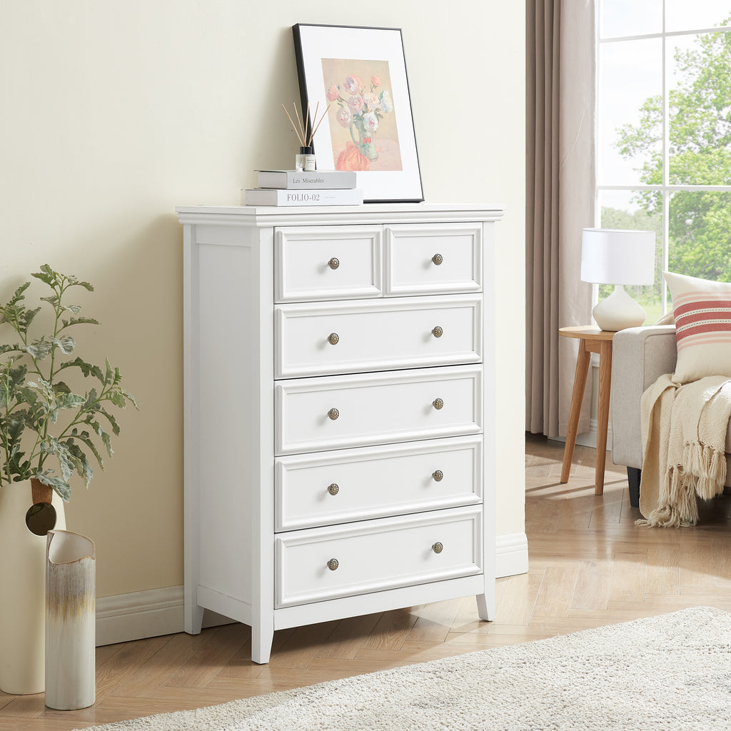 Modern 6 Drawers Dresser 6 Drawers Cabinet,Chest of Drawers Closet Organizers and Storage Clothes Storage Drawers Cabinet for Living Room, Farmhouse Dresser Organizer white - Grand Goldman Shop
