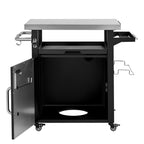 K&K 39.5' Outdoor Grill Cart with Storage Cabinet, Outdoor Bar Cart Pizza Oven Table with Wheels, Stainless Steel Top, Outdoor Kitchen Island with Spice & Paper Rack for BBQ, Waterproof Cover Included - Grand Goldman Shop