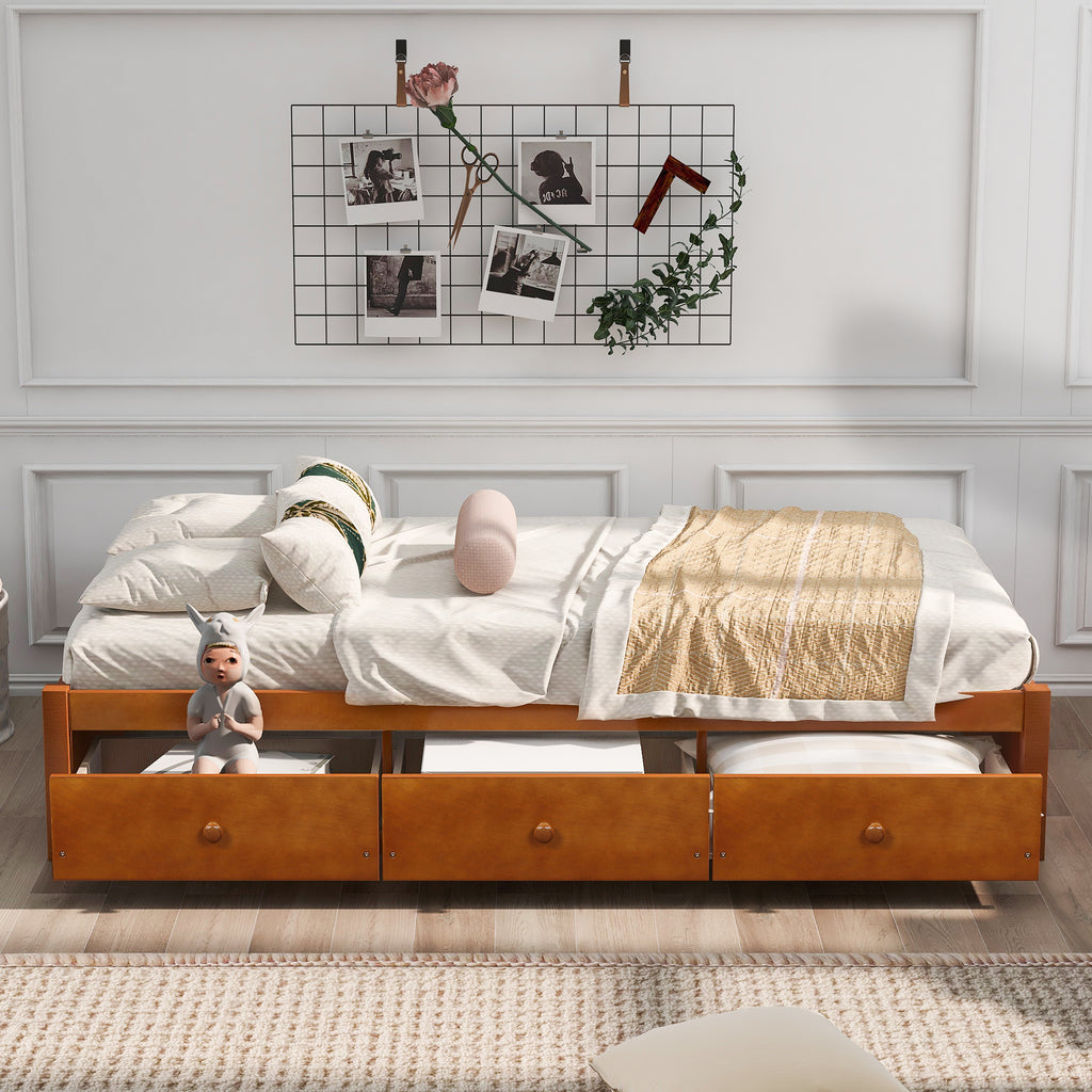 Orisfur. Twin Size Platform Storage Bed with 3 Drawers - Grand Goldman Shop
