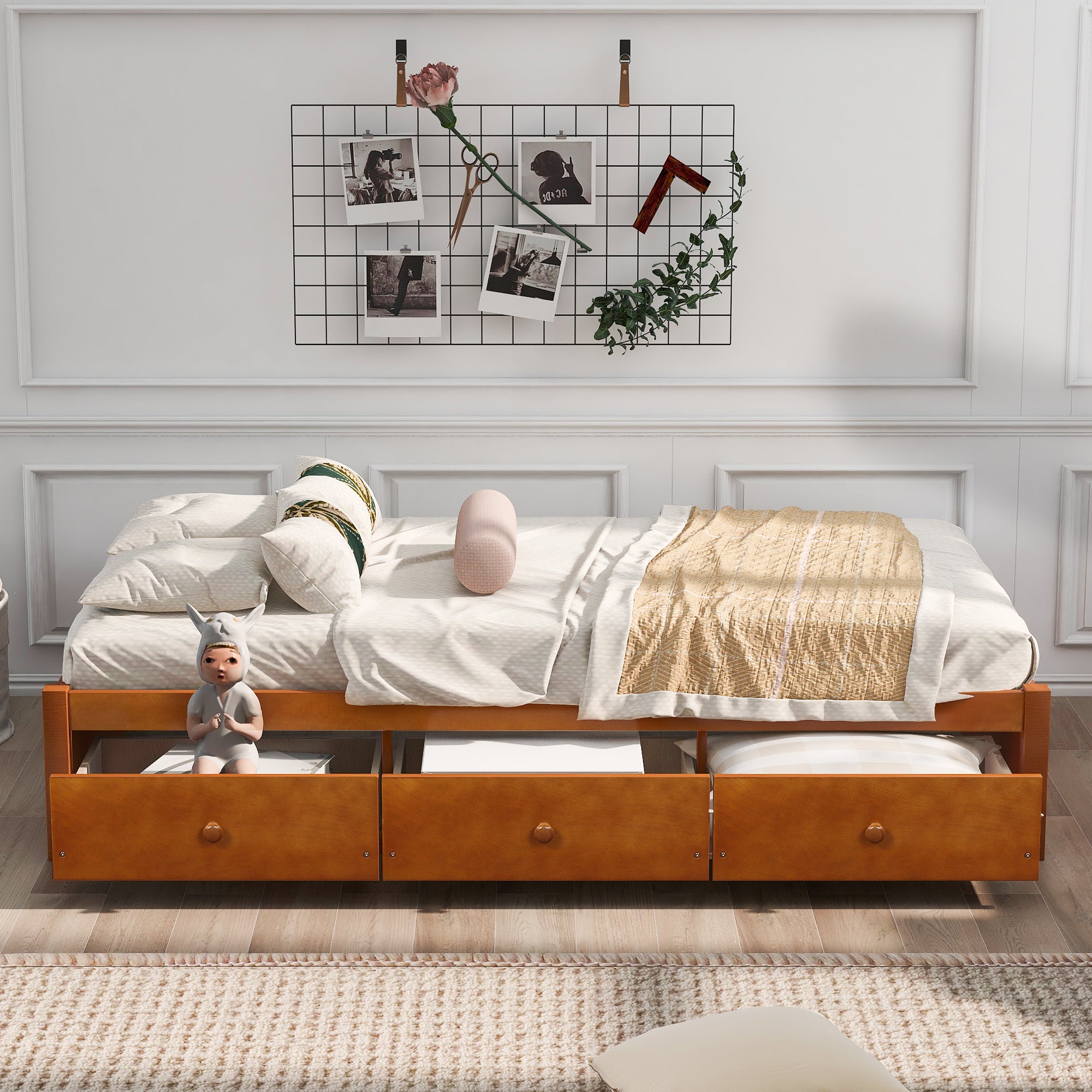 Orisfur. Twin Size Platform Storage Bed with 3 Drawers - Grand Goldman Shop