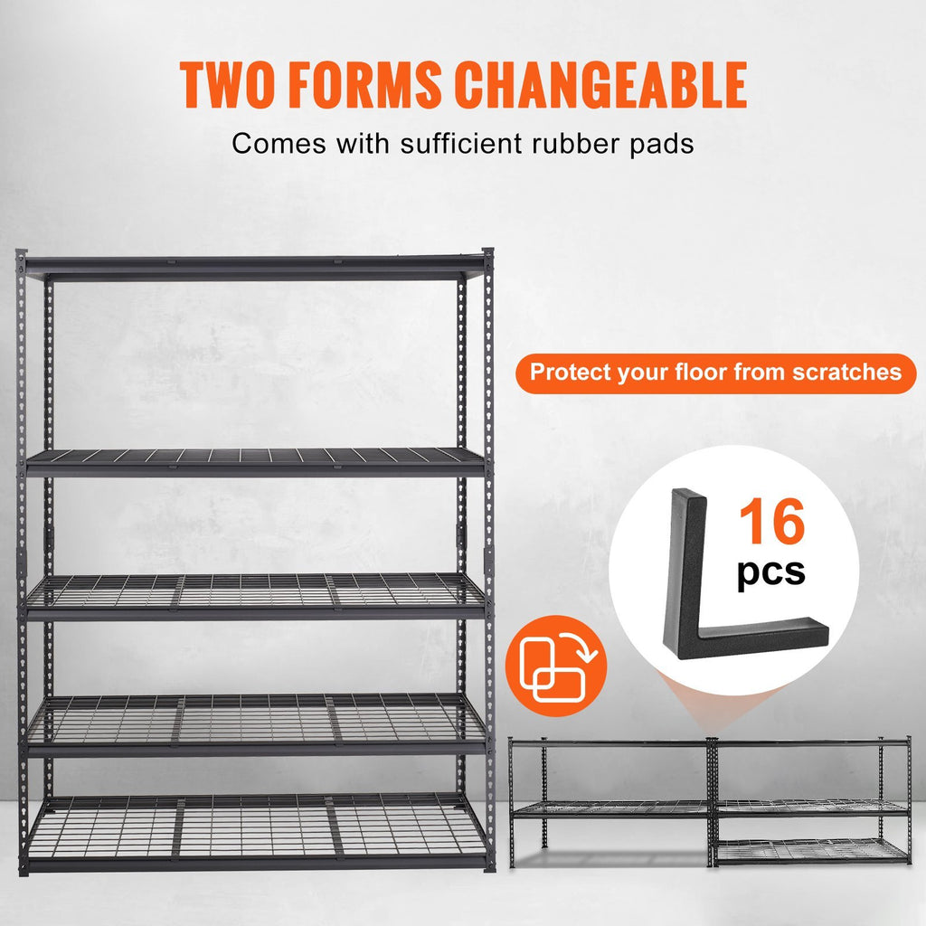 Storage Shelving Unit, 5-Tier Adjustable, 2000 lbs Capacity, Heavy Duty Garage Shelves Metal Organizer Wire Rack, Black, 60' L x 24' W x 78' H for Kitchen Pantry Basement Bathroom Laundry Closet - Grand Goldman Shop