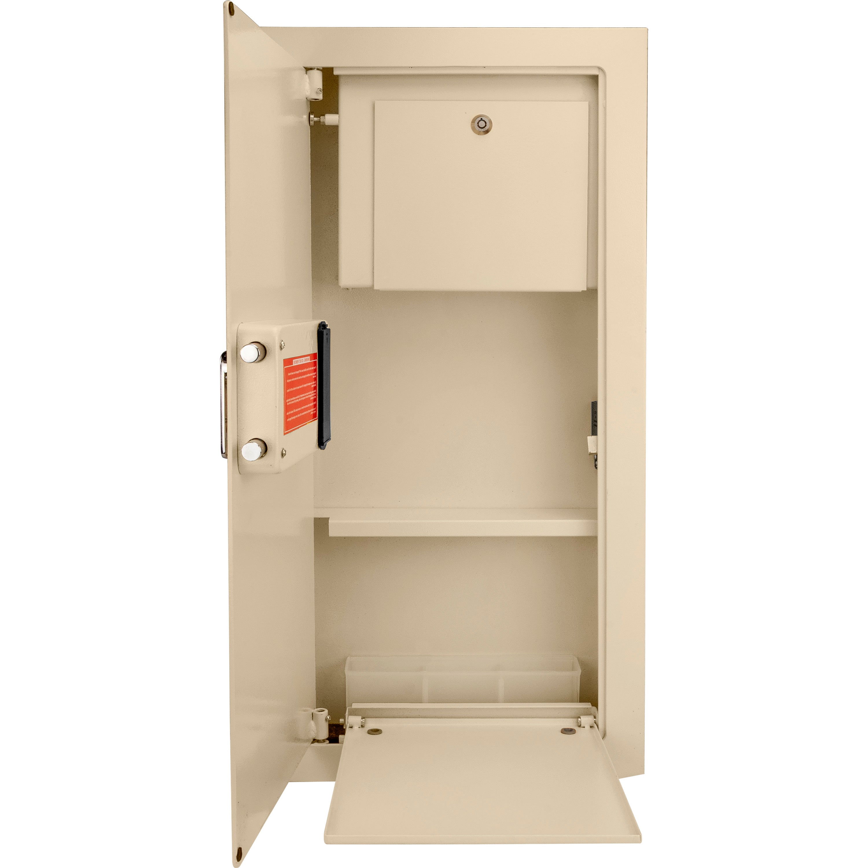 Biometric Wall Safe with Left Open Door in Beige Steel, 0.82 Cubic Ft - Grand Goldman