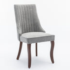 Rayon Cloth Flocking Linen Dining Chairs Channel Kitchen Dinner Chair Comfy Fabric Upholstered Accent Chair for Dining Room with Curved Solid Wood Legs,Set of 2 (Gray), SW1847GY - Grand Goldman Shop