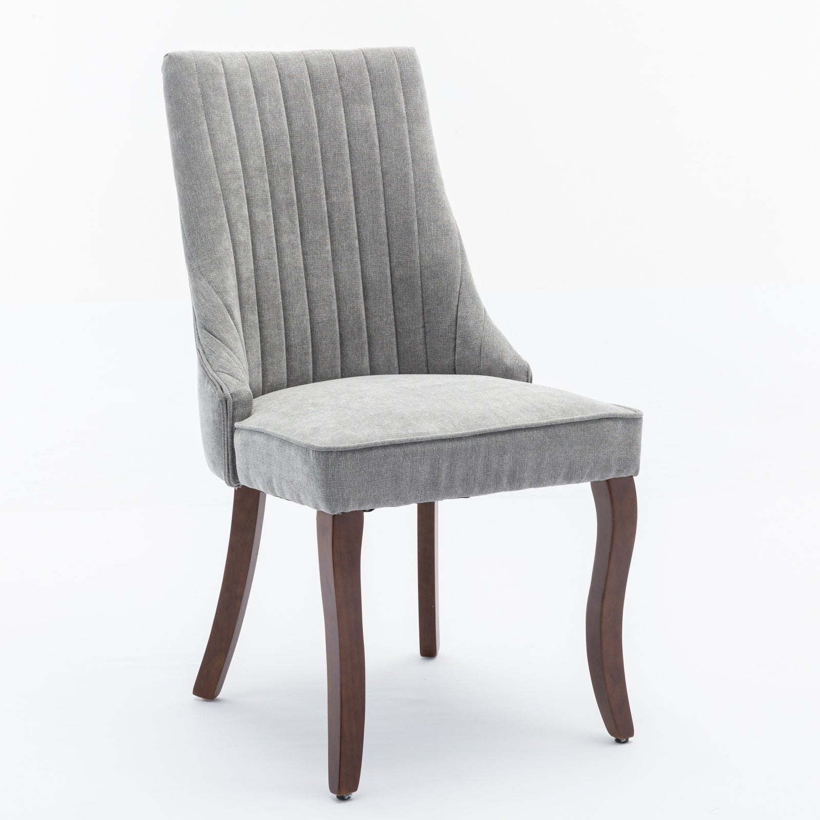 Rayon Cloth Flocking Linen Dining Chairs Channel Kitchen Dinner Chair Comfy Fabric Upholstered Accent Chair for Dining Room with Curved Solid Wood Legs,Set of 2 (Gray), SW1847GY - Grand Goldman Shop