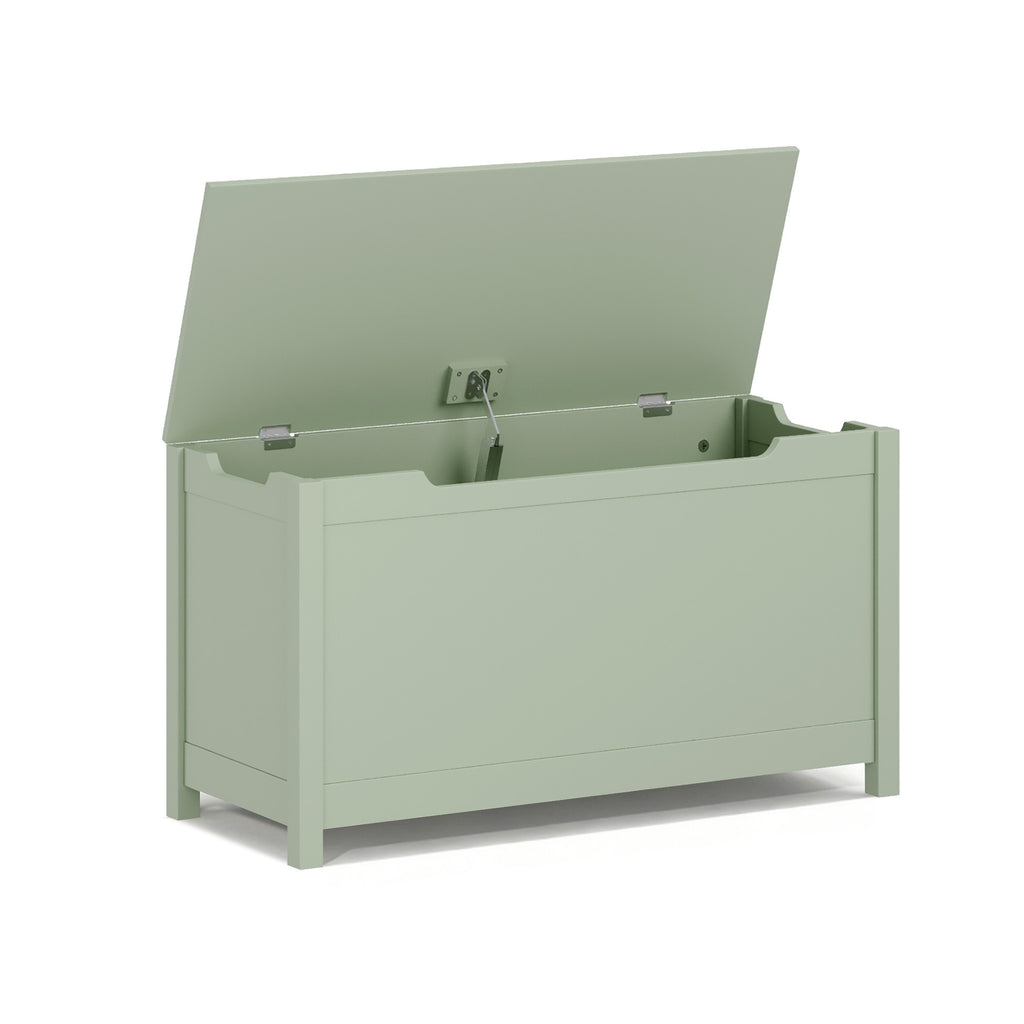 Kids Wooden Toy Box Storage with Safety Hinged Lid for Ages 2+ (Sage) | Premium Home Decor - Grand Goldman