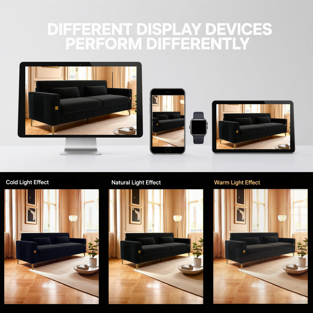 FX-P18-BK(sofa)Luxury Velvet Sofa with Gold Accents - Modern 3-Seat Couch with Plush Cushions, Perfect for Living Room and Office Decor - Grand Goldman Shop
