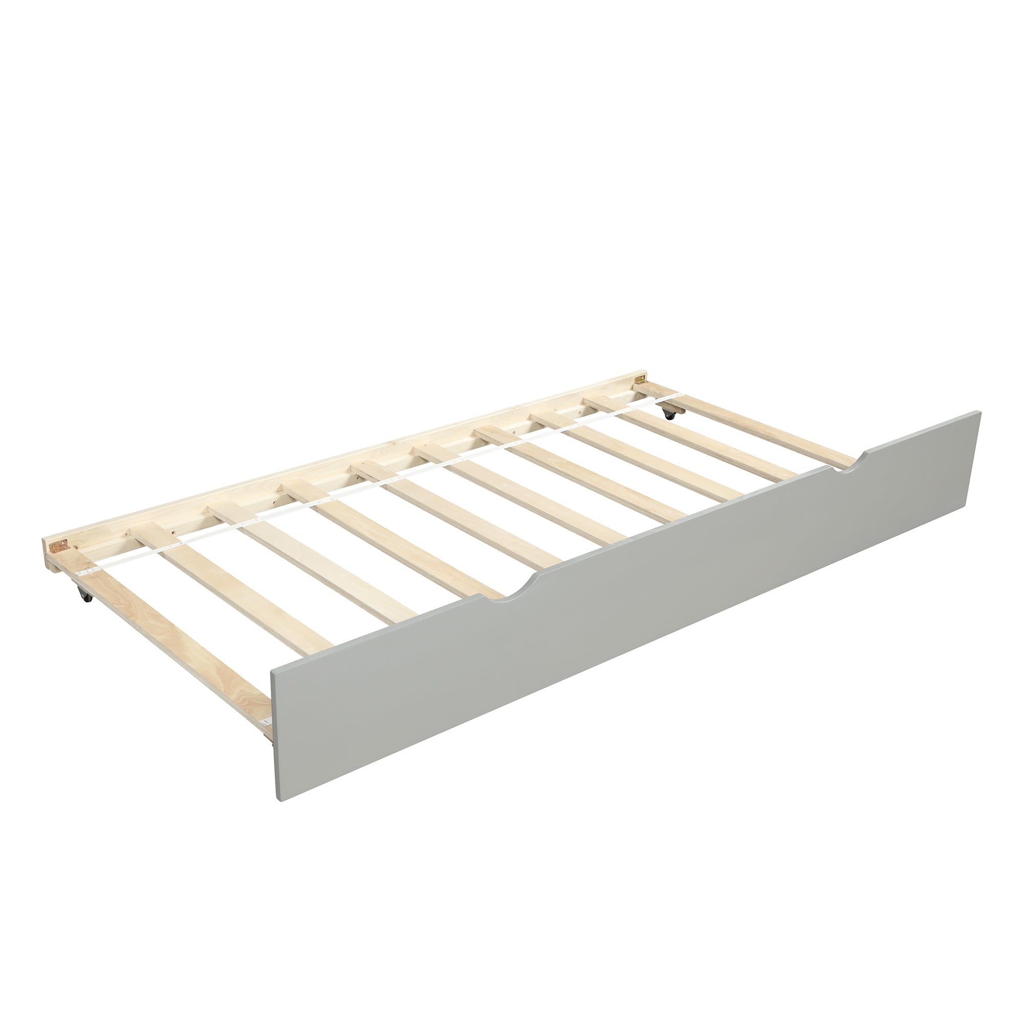 Gray Twin Daybed with Trundle Frame Set, Pine Wood and MDF, 76''L x 41.7''W x 25.9''H - Grand Goldman Shop