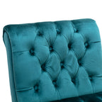 COOLMORE Modern Velvet Armless Accent Living Room Chair / Leisure Chair,Upholstered Fabric Button Comfortable Chair with Wooden Legs for Bedroom, Living Room, Office (Teal Velvet) - Grand Goldman Shop