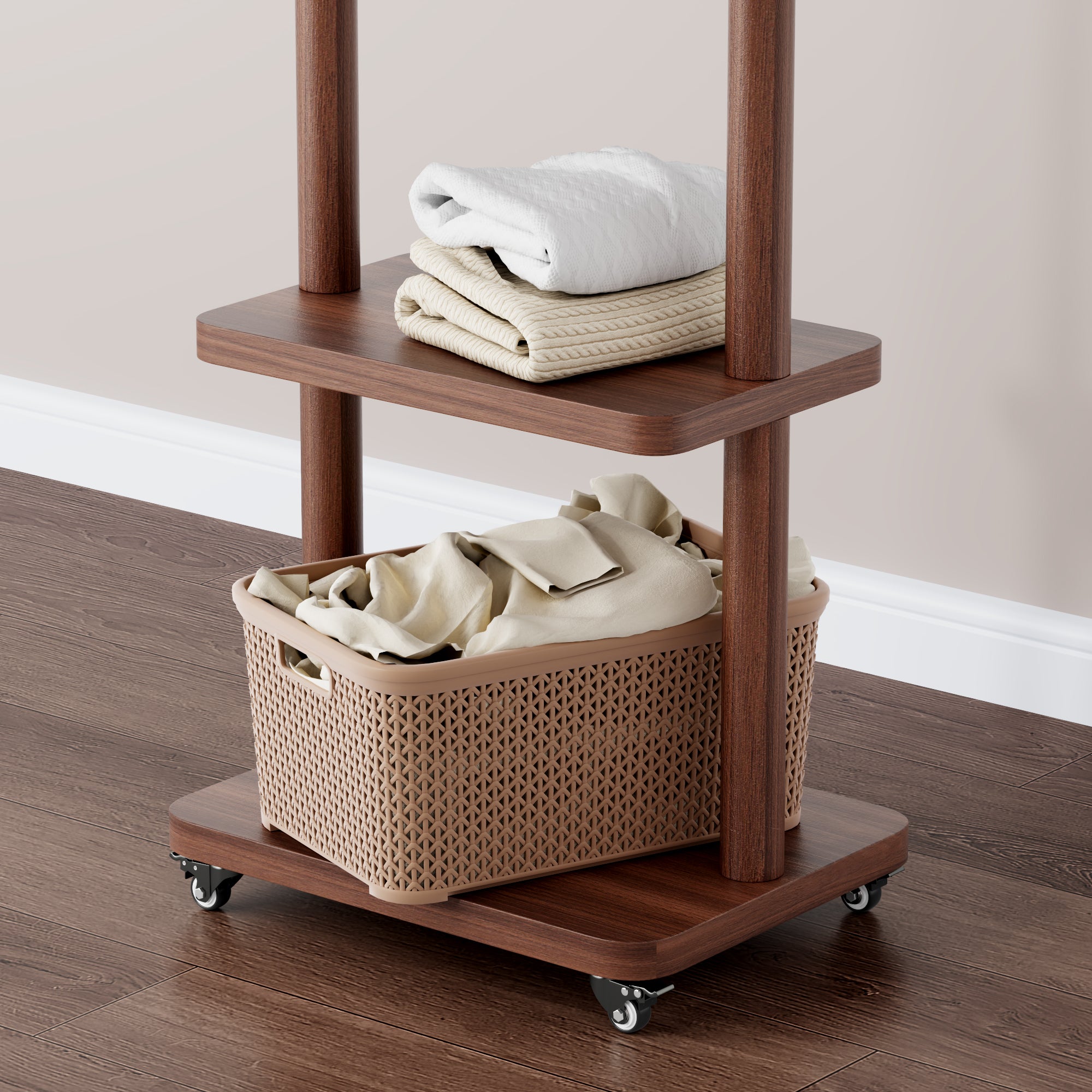 Coat Racks solid wood hanger 15.7* 11.8*71in Solid environmental protection easy to assemble beautiful can be placed in the bedroom/entrance/living room (Walnut) - Grand Goldman Shop