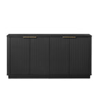 63' Vertical Stripe Buffet Cabinet Sideboard with stoarge, Curved wave Design, TV Stand, for Bedroom, Living Room, Hallway, Black,63''W x 15.75''D x 31.5''H. - Grand Goldman Shop