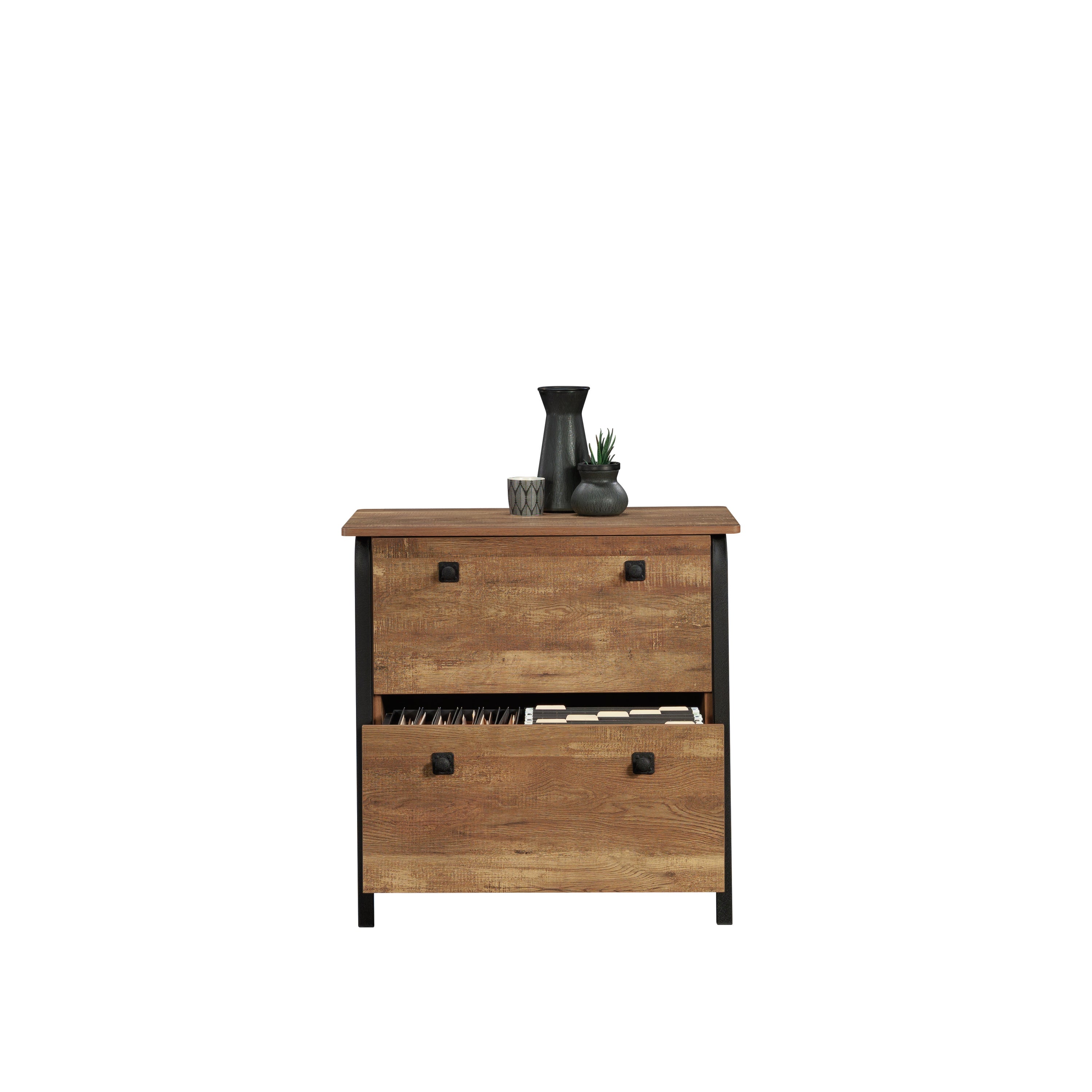 Lateral File with Bold Design, Oak finish | Premium Home Decor - Grand Goldman