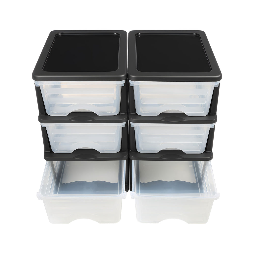 2 Pack Plastic Storage Drawers Storage Dresser Organizer Bins 6 Drawers - Grand Goldman Shop