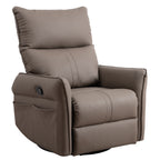 PU Rocking Recliner Chair, 360° Swivel Nursery Rocking Chair, Glider Chair, Modern Small Rocking Swivel Recliner Chair, Home Theater Seating, Side Pocket (Brown+360° Swivel) - Grand Goldman Shop