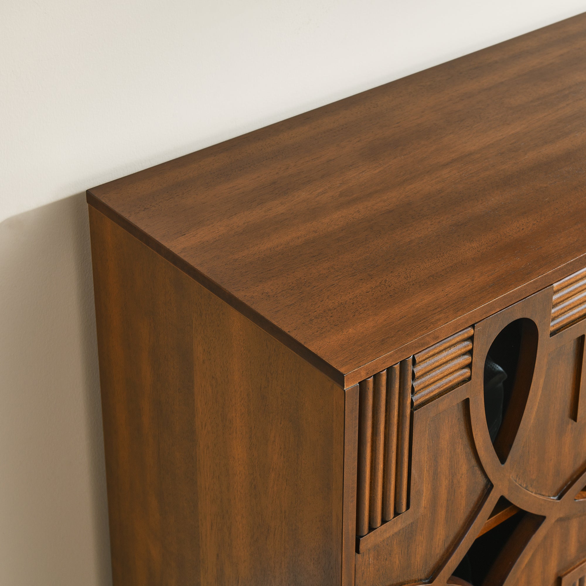 60.5' Mid Century Modern Sideboard Buffet Cabinet with Storage, TV Media Console Table, Storage Cabinet with 4 Doors & Adjustable Shelves for Kitchen Dining Living Room Entryway, Walnut - Grand Goldman Shop