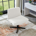 Blynn Adjustable Swivel Criss Cross Chair, Wide Seat Office Chair Vanity Chair, Cream White | Premium Home Decor - Grand Gold