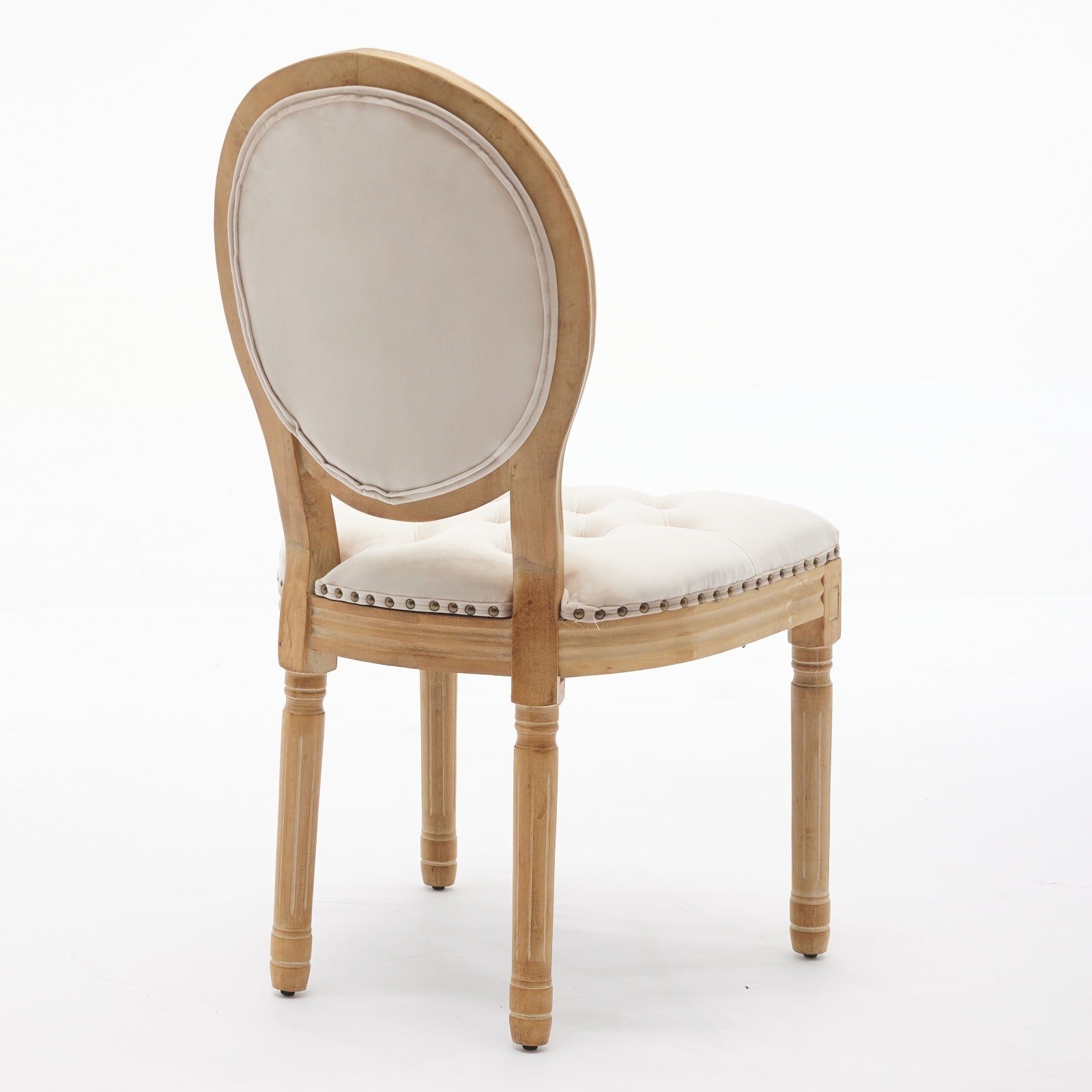 French Style Solid Wood Frame Antique Painting,Hand-pulled buckle decoration Velvet artificial leather Dining Chair with Nailhead Trim ,Wood Legs,Steel Spring inner,Set of 2,Beige,SW1739BG - Grand Goldman Shop