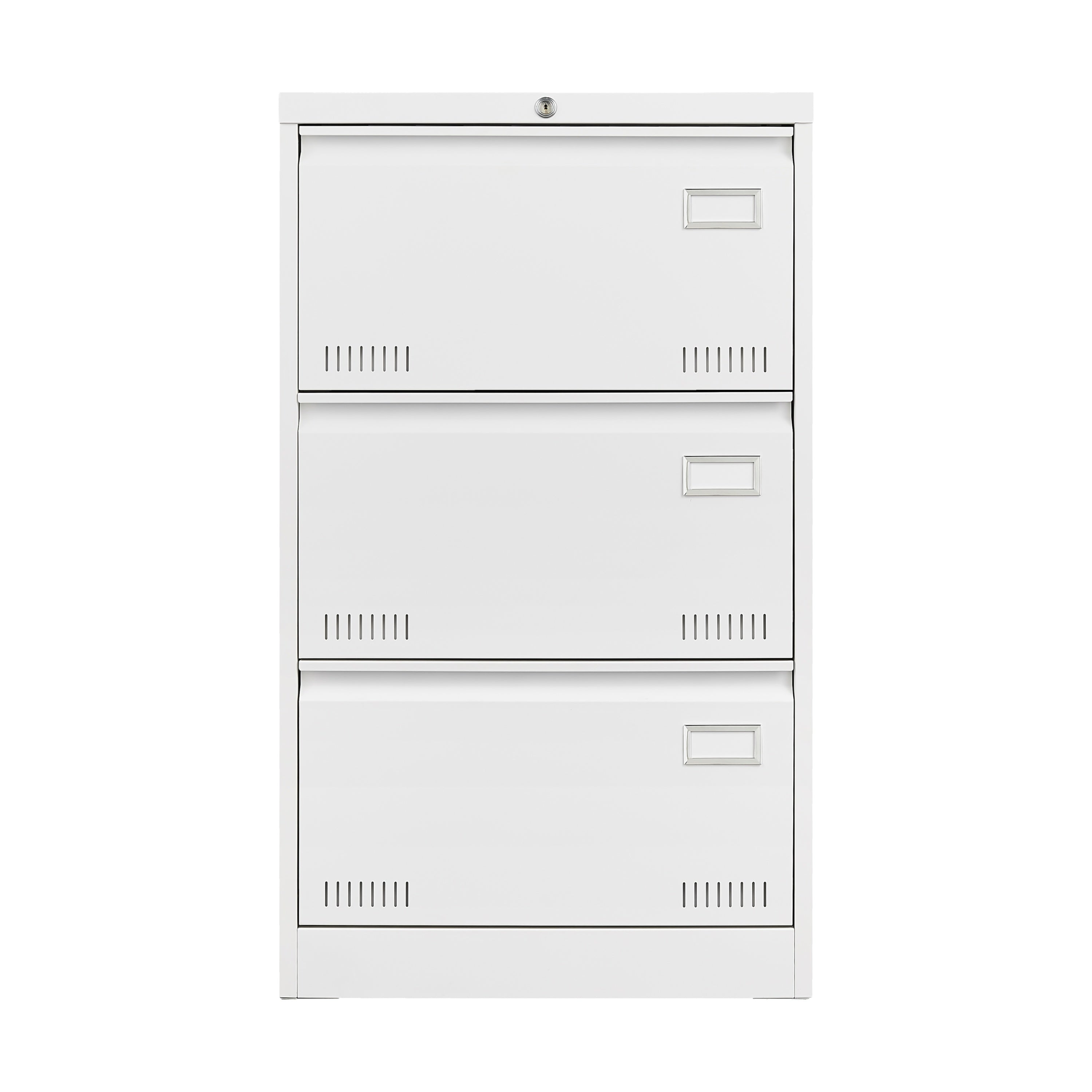 Contemporary White Metal Lateral File Cabinet with Lock, 3 Drawer Office Storage for Legal/Letter/A4/F4 - Grand Goldman