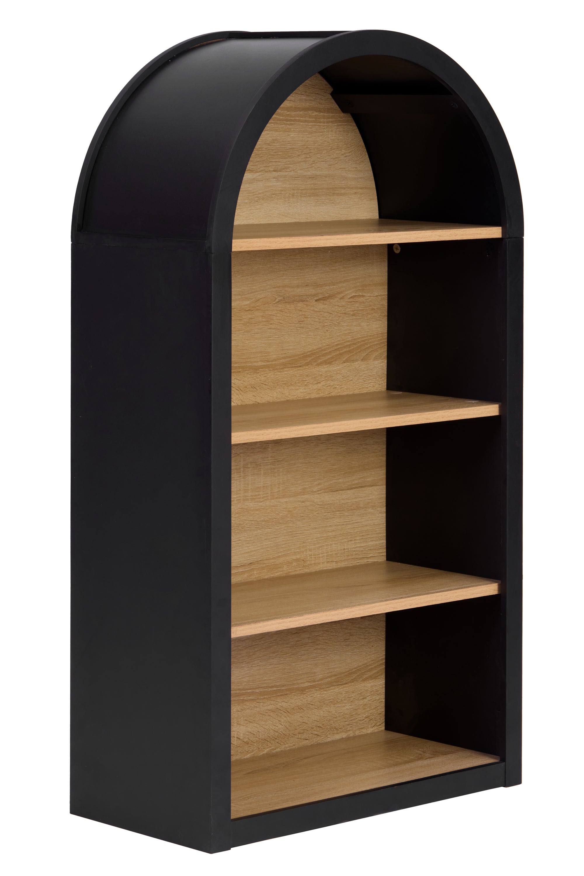 4-Tier Black Arched Bookshelf, 43' Tall Arched Bookcase with Storage Shelves - Grand Goldman Shop