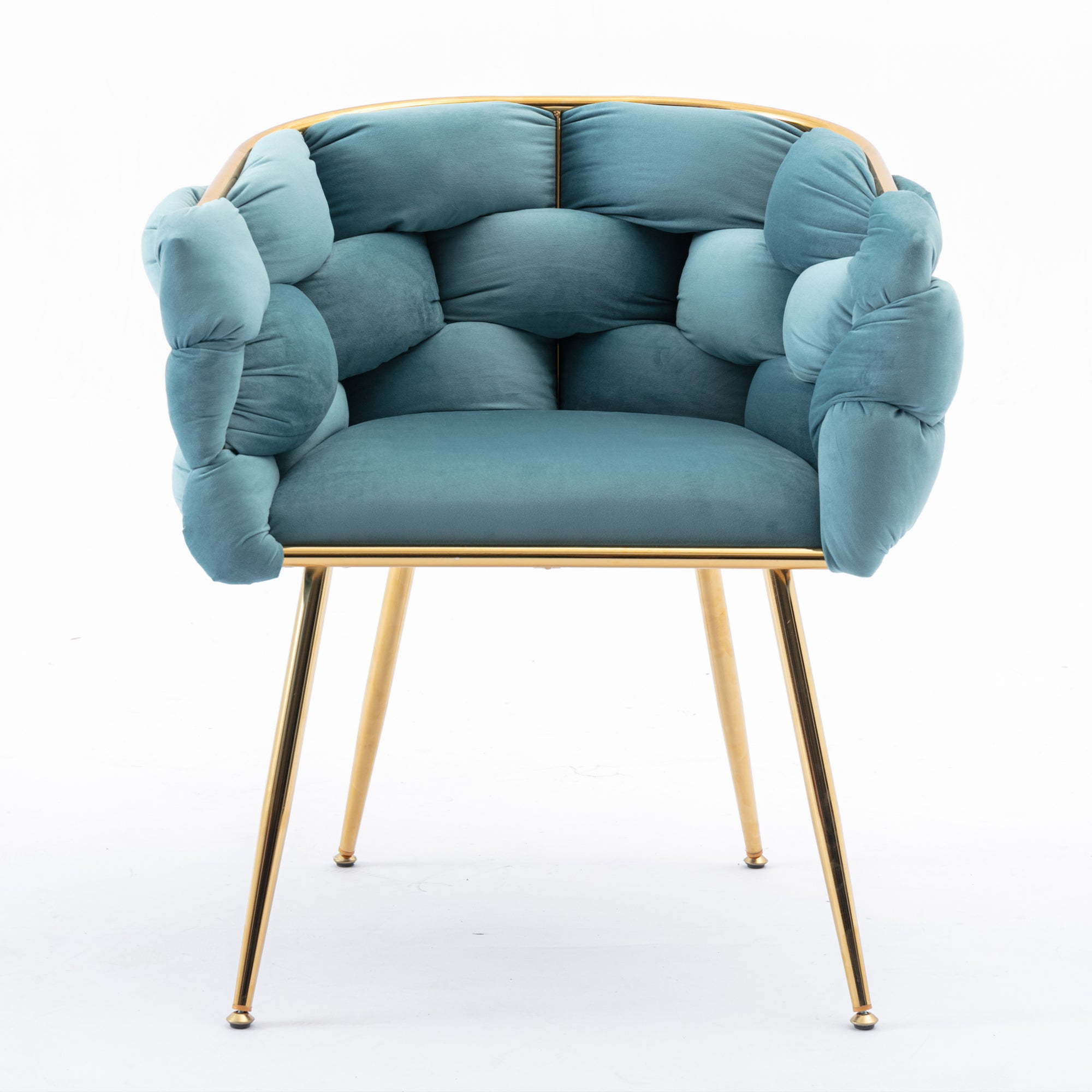 Luxury Modern Simple Leisure Velvet Single Sofa Chair Bedroom Lazy Person Household Dresser Stool Manicure Table Back Chair Blue - Grand Goldman Shop