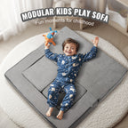 Kids Couch, 4Pcs Modular Kids Play Couch, Toddler Couch Sofa Bed, Kids Chair Seat Playroom Furniture, Child Sectional Sofa wi