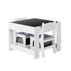 Kids Table and 2 Chairs Set, Toddler Table and Chair Set with Storage Space under the Table, Cloth Storage Box under the Chai