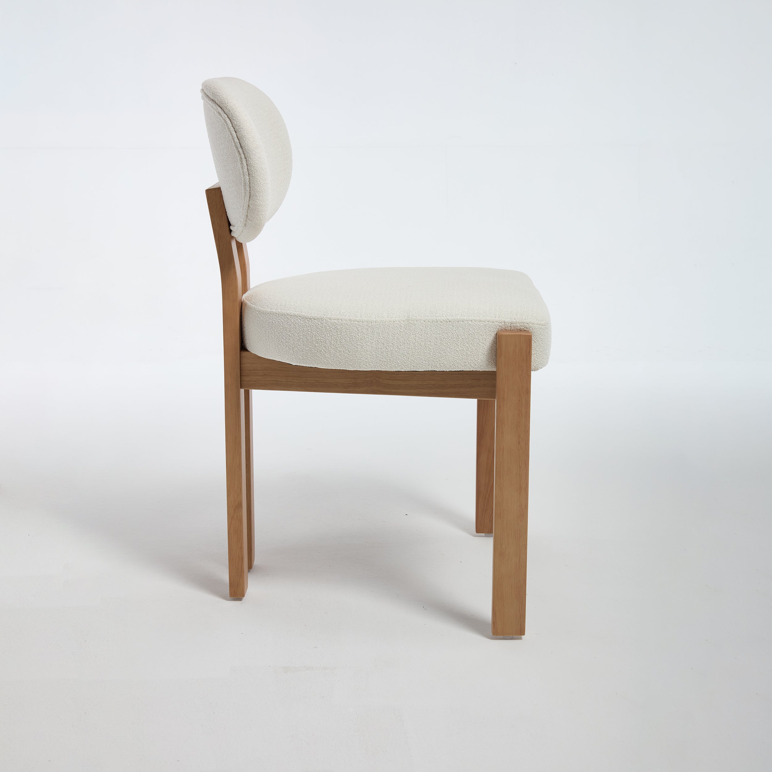 Modern Farmhouse Dining Chairs Set of 2 in Beige, Fabric Upholstered Wooden Kitchen Chairs with Ergonomic Backrest and Adjustable Feet, Rubber Wood Frame - Grand Goldman Shop