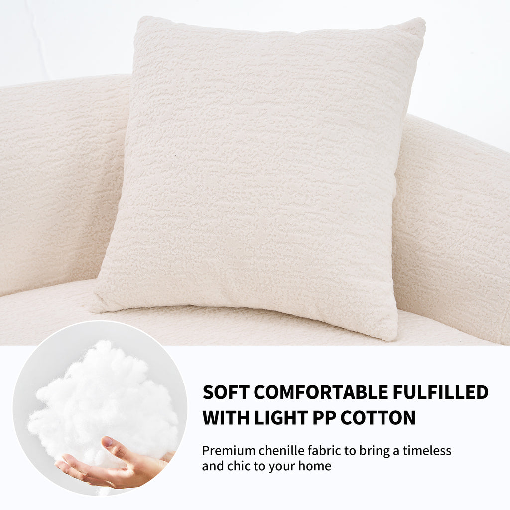 LY-025 Full Compression Sponge Sofa Cloud White Curved Modular Sectional 30D High-Density Chenille Sleeper Couch 110'L - Grand Goldman Shop